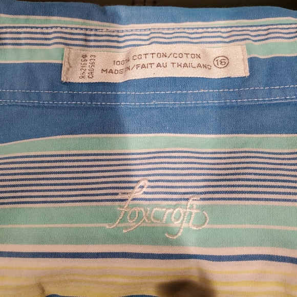 Foxcroft Button down blue yellow green stripe EUC sz16 - Picture 4 of 4